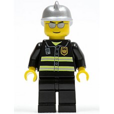 cty047 Fire - Reflective Stripes, Black Legs, Silver Fire Helmet, Silver Sunglasses 